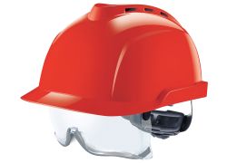 MSA V-Gard 930 geventileerde veiligheidshelm | Geïntegreerde overzetbril | Rood
