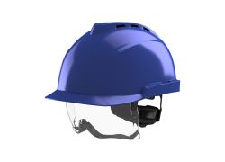 MSA V-Gard 930 geventileerde veiligheidshelm | Geïntegreerde overzetbril | Blauw