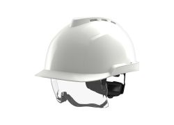 MSA V-Gard 930 ongeventileerde veiligheidshelm | Geïntegreerde overzetbril | Wit