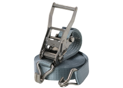 Spanband 2 delig | 50mm | 3000 daN| 9 meter | Grijs | RVS haken | RVS ratel